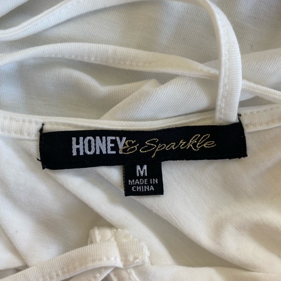 Honey & Sparkle brand tee, crisscross neckline straps, size Medium - Picture 4 of 4